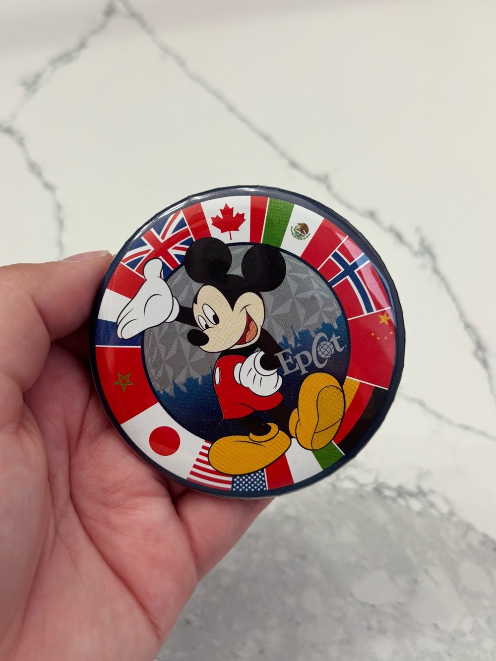 Disney Parks EPCOT Mickey Mouse World Flags Button Pin, 3“